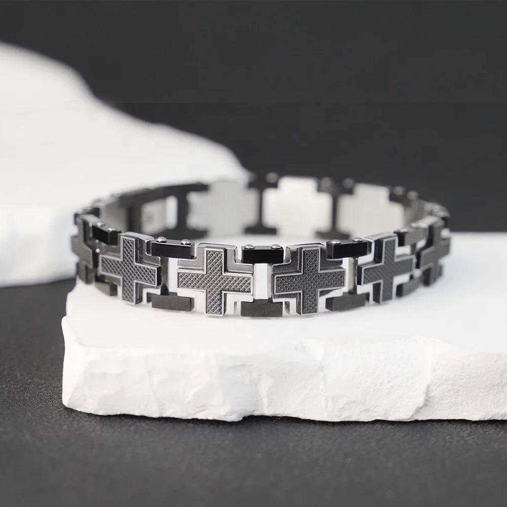 The Steadfast Carbon Cross Bracelet Bracelets by Bennett & Cross – view 5