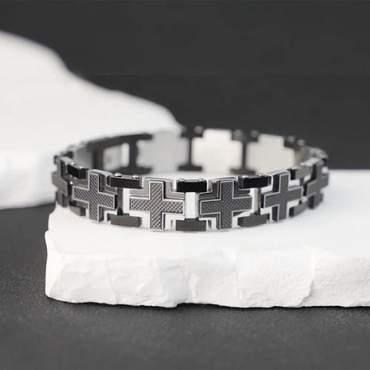 The Steadfast Carbon Cross Bracelet Bracelets by Bennett & Cross – view 5