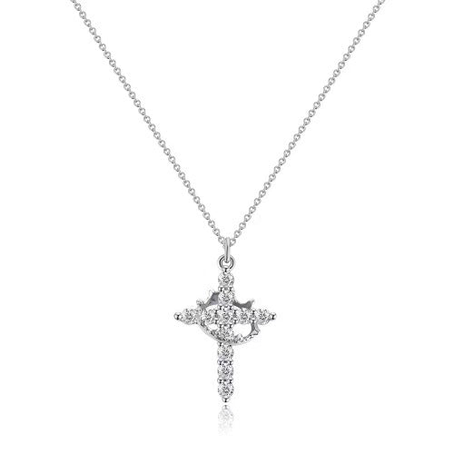 The Crowned Cross Stainless Steel Cross Necklace with Gems view 6