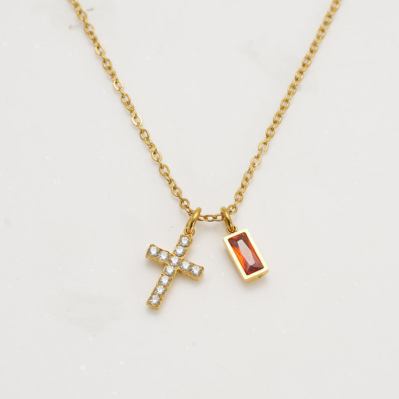 The Gilded Devotion Stainless Steel Cross Choker Necklace view 5