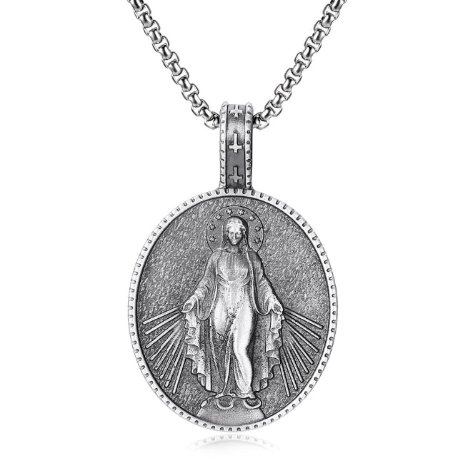 The Miraculous Emblem Stainless Steel Virgin Mary Necklace view 7