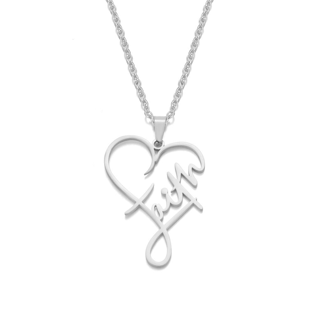 The Faithful Script Stainless Steel Faith Script Necklace Bracelet view 2