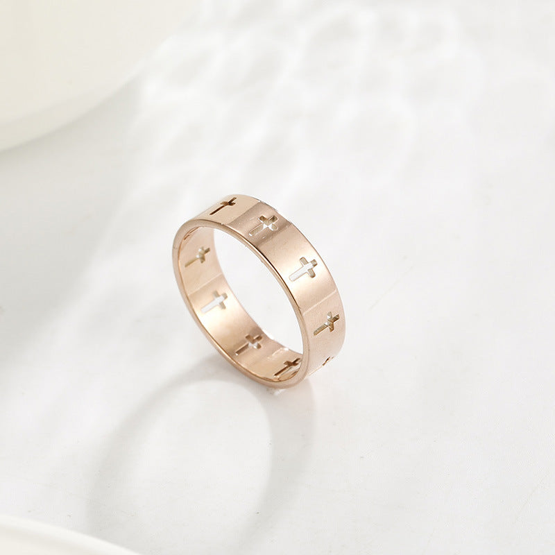The Reverent Band Stainless Steel Hollow Cross Ring