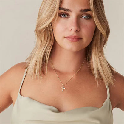 The Luminous Cross 925 sterling silver pave cross necklace view 2