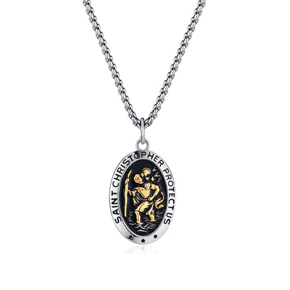 The Voyager's Protector Stainless Steel St Christopher Necklace view 6
