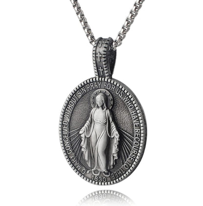 The Miraculous Emblem Stainless Steel Virgin Mary Necklace view 3