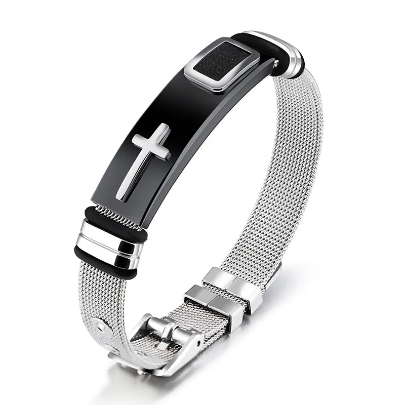 The Gilded Mesh Stainless Steel Mesh Cross Bracelet view 6