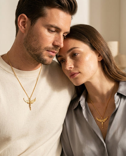 Auric Archangel Sentinel Pendant - worn by model - unisex necklace by Bennett & Cross