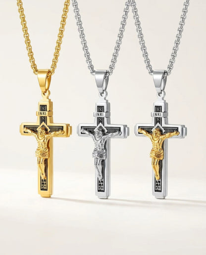 Auric Engraved Cross Medallion - colour variants - mens necklace by Bennett & Cross