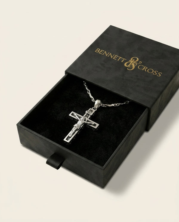 Auric Engraved Cross Medallion - gift box - mens necklace by Bennett & Cross