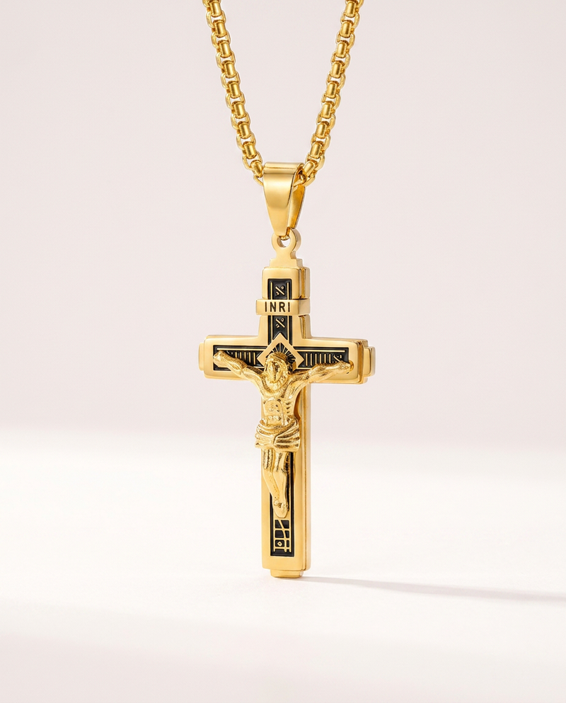 Auric Engraved Cross Medallion - studio packshot - mens necklace by Bennett & Cross