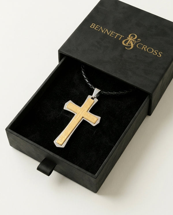 Auric Engraved Statement Cross - gift box - mens necklace by Bennett & Cross