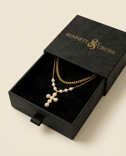 Auric Pearl Devotion Layers - gift box - unisex necklace by Bennett & Cross