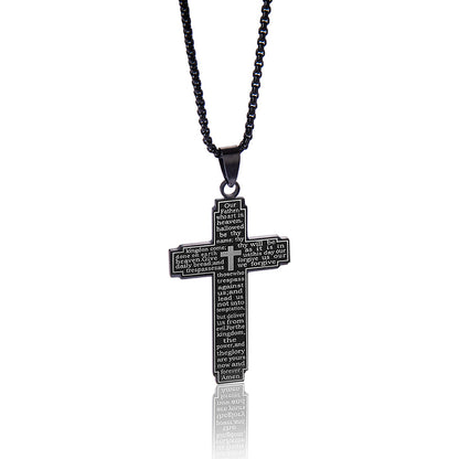 The Engraved Prayer Stainless Steel Lord's Prayer Cross Necklace view 9