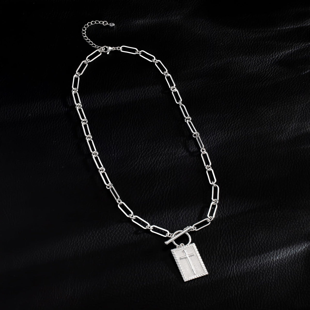 The Reverent Tag Stainless Steel Cross Tag Necklace view 3