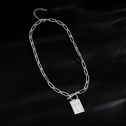 The Reverent Tag Stainless Steel Cross Tag Necklace view 3