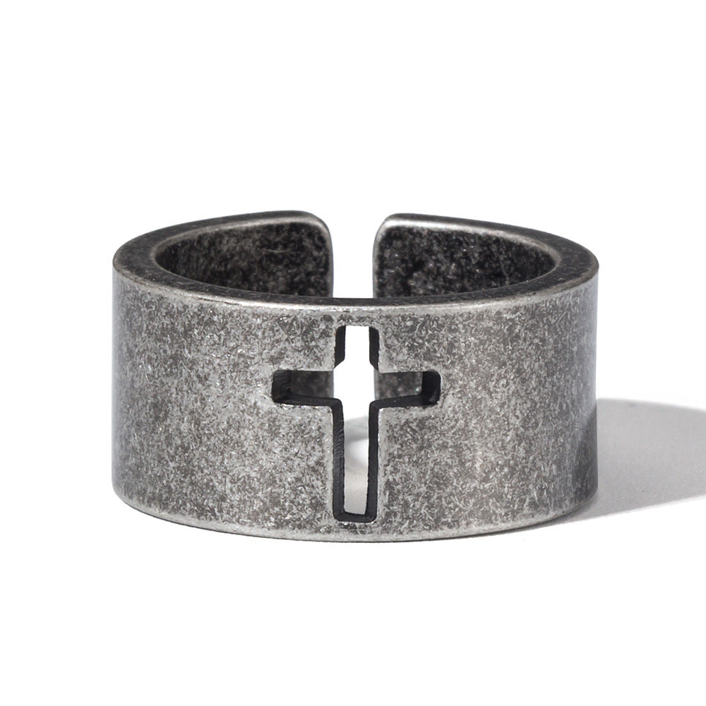 The Retro Cross Stainless Steel Cross Ring view 8