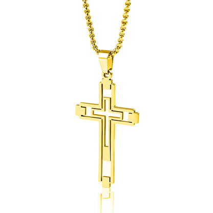 The Modern Devotion Stainless Steel Hollow Cross Necklace view 8