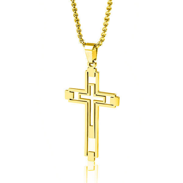The Modern Devotion Stainless Steel Hollow Cross Necklace view 8