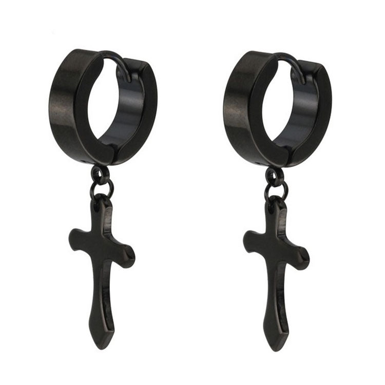 The Midnight Cross Black Stainless Steel Cross Earrings