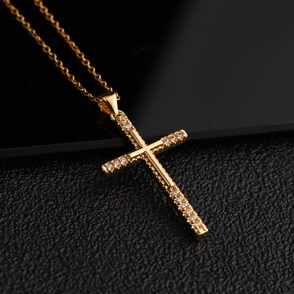 The Sovereign Light - Gold Cross Necklace with Crystals