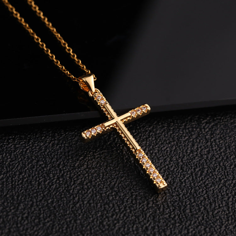 The Sovereign Light - Gold Cross Necklace with Crystals
