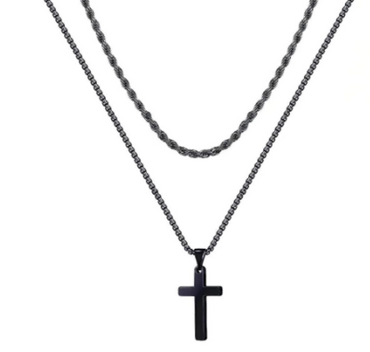 The Steadfast Cross Stainless Steel Layered Cross Necklace view 5