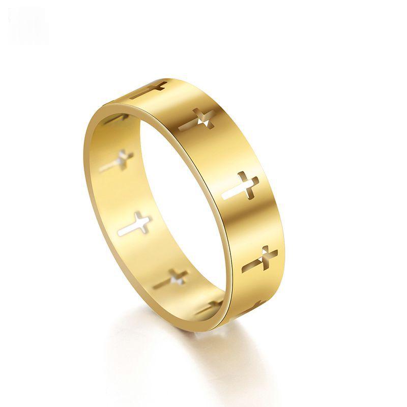 The Reverent Band Stainless Steel Hollow Cross Ring view 7
