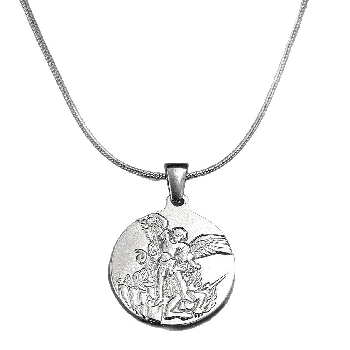 The Angelic Protector Stainless Steel Archangel Pendant Necklace view 2