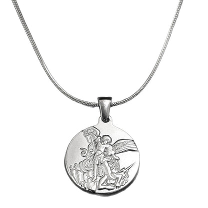 The Angelic Protector Stainless Steel Archangel Pendant Necklace view 2