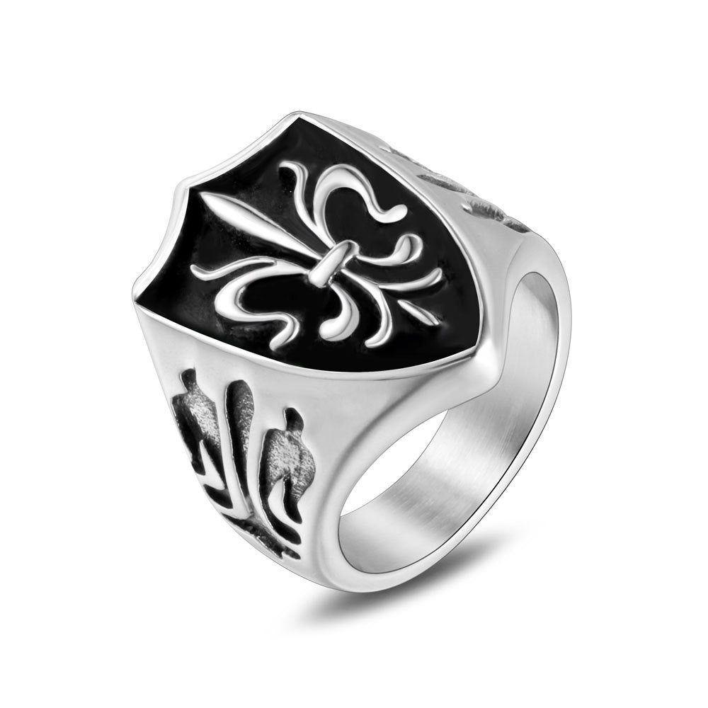The Sacred Shield Stainless Steel Fleur-de-lis Ring