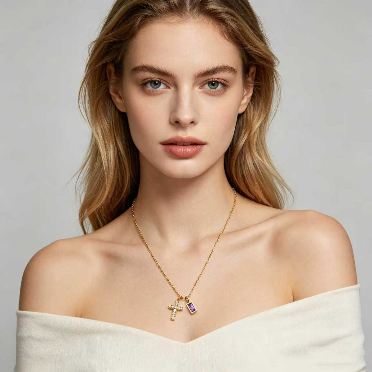 The Gilded Devotion Stainless Steel Cross Choker Necklace view 6
