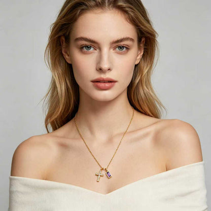 The Gilded Devotion Stainless Steel Cross Choker Necklace view 6