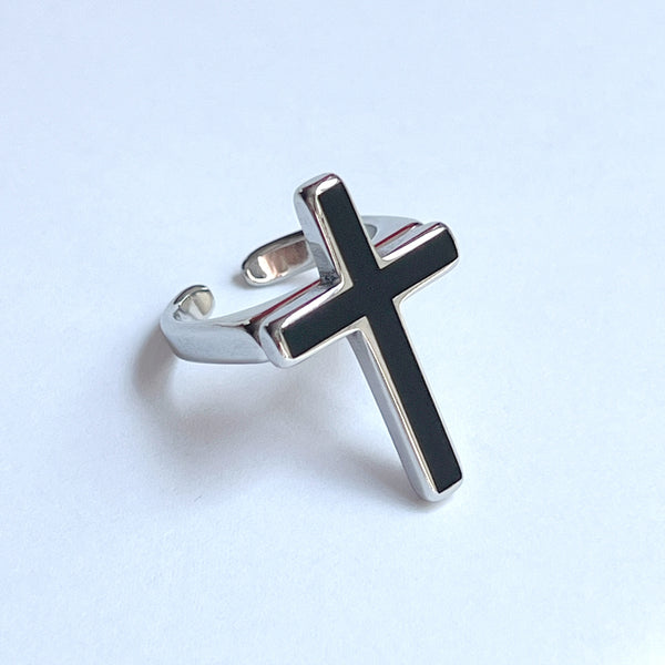The Darkened Cross Men's Stainless Steel Cross Ring [orig]