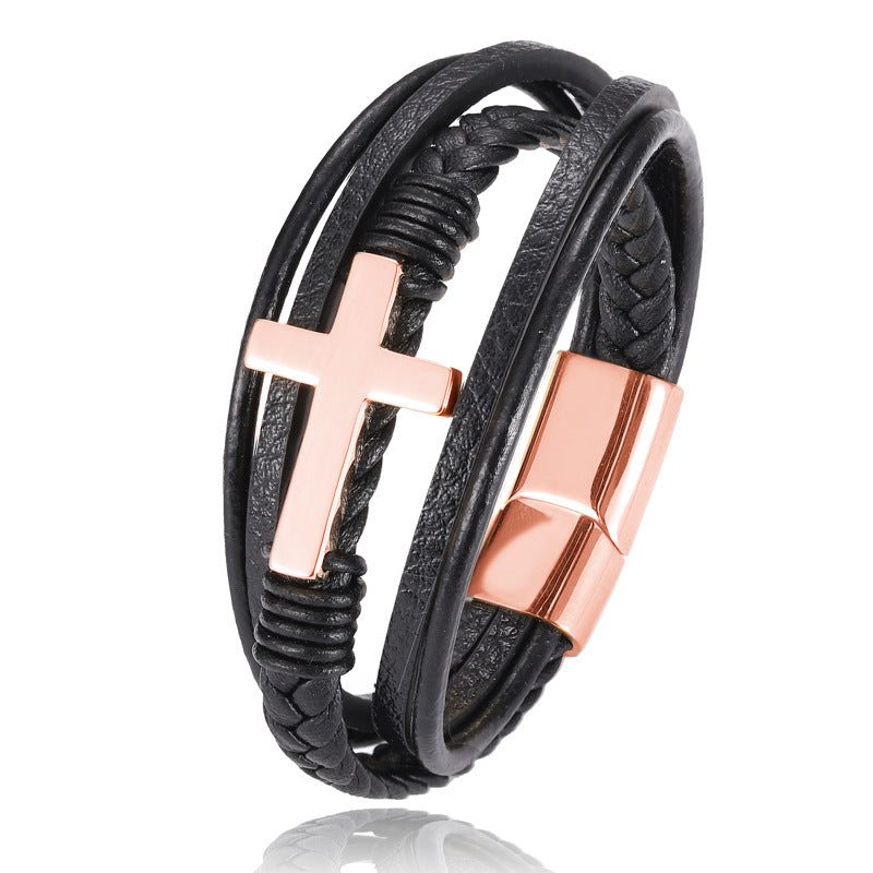 The Braided Devotion Multi-layer Braided Cross Bracelet view 8