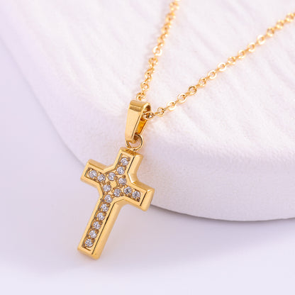 The Gilded Path Stainless Steel Zircon Cross Necklace view 8