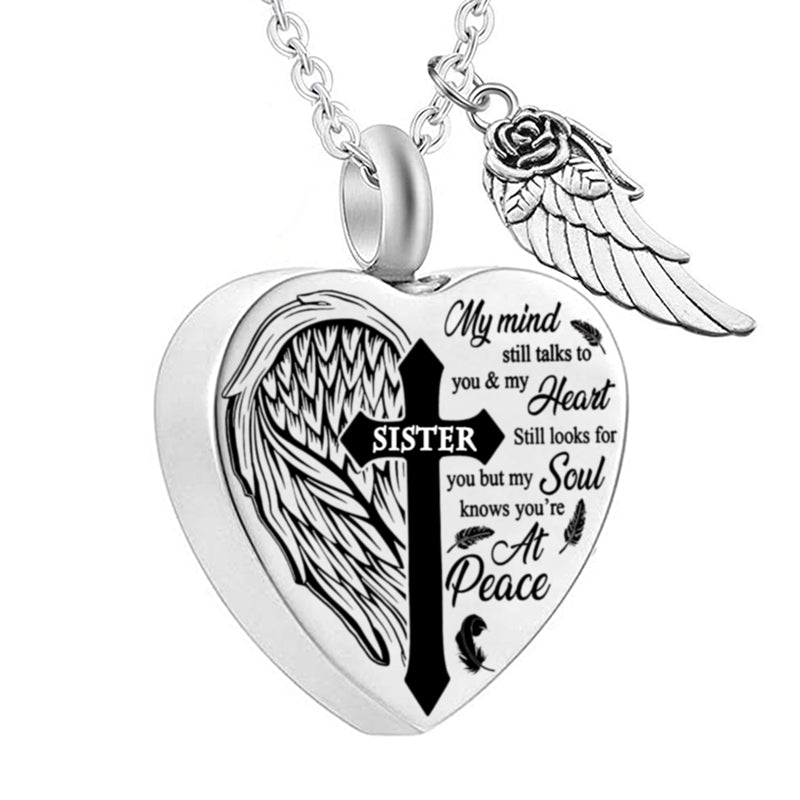 The Enduring Spirit Stainless Steel Angel Wing Heart Necklace view 2