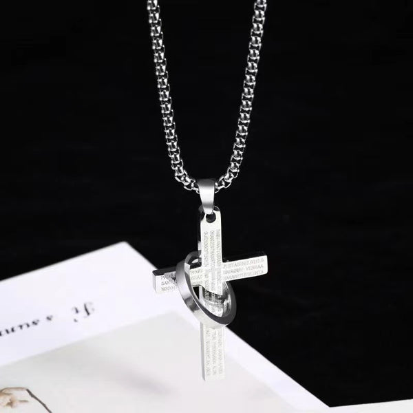 The Sacred Ring Cross Stainless Steel Cross Ring Necklace