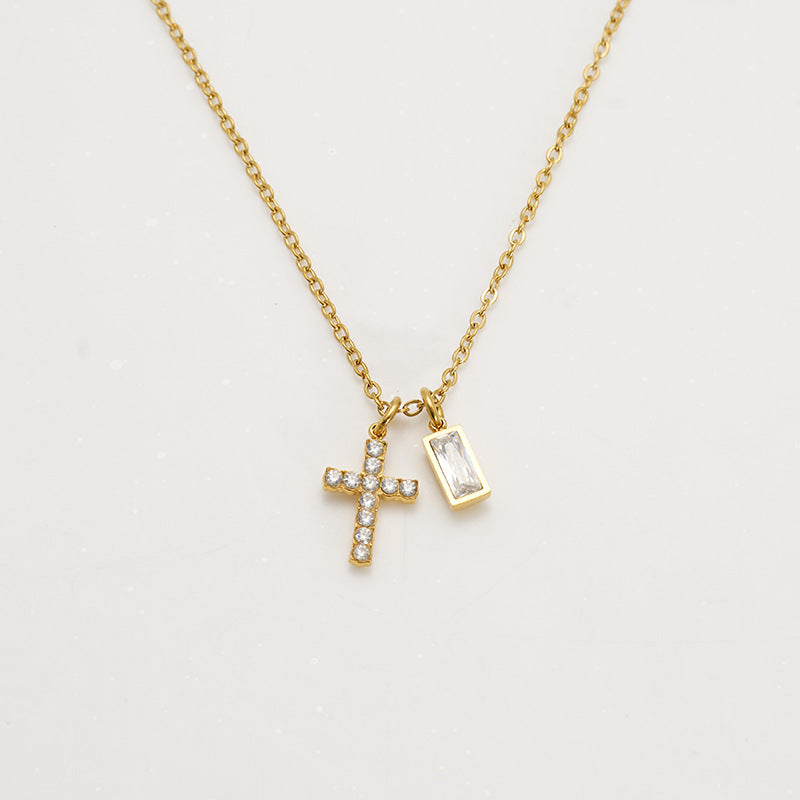 The Gilded Devotion Stainless Steel Cross Choker Necklace view 11