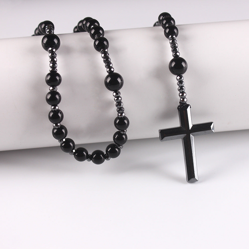 The Meditative Rosary Natural Bead Rosary Necklace with Cross view 6