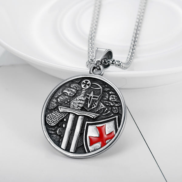 The Crusader's Vow Stainless Steel Crusader Templar Necklace view 2