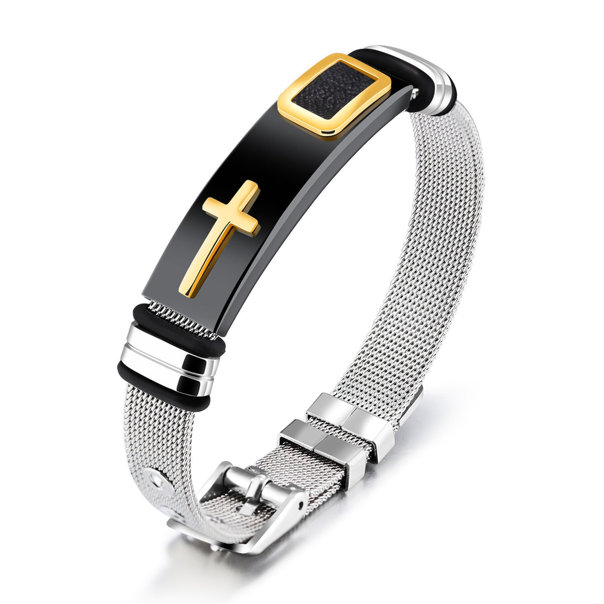 The Shadowed Cross Stainless Steel Cross Bracelet for Men view 3