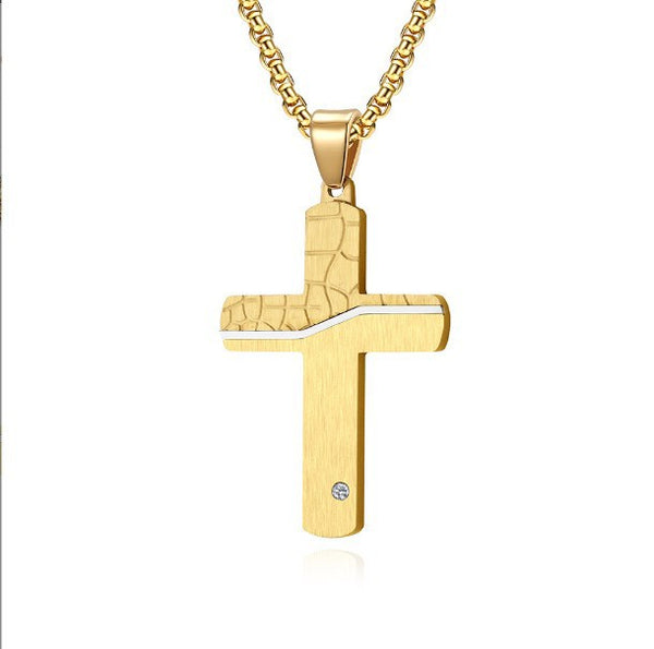 The Modern Cross Men's Stainless Steel Cross Necklace view 3
