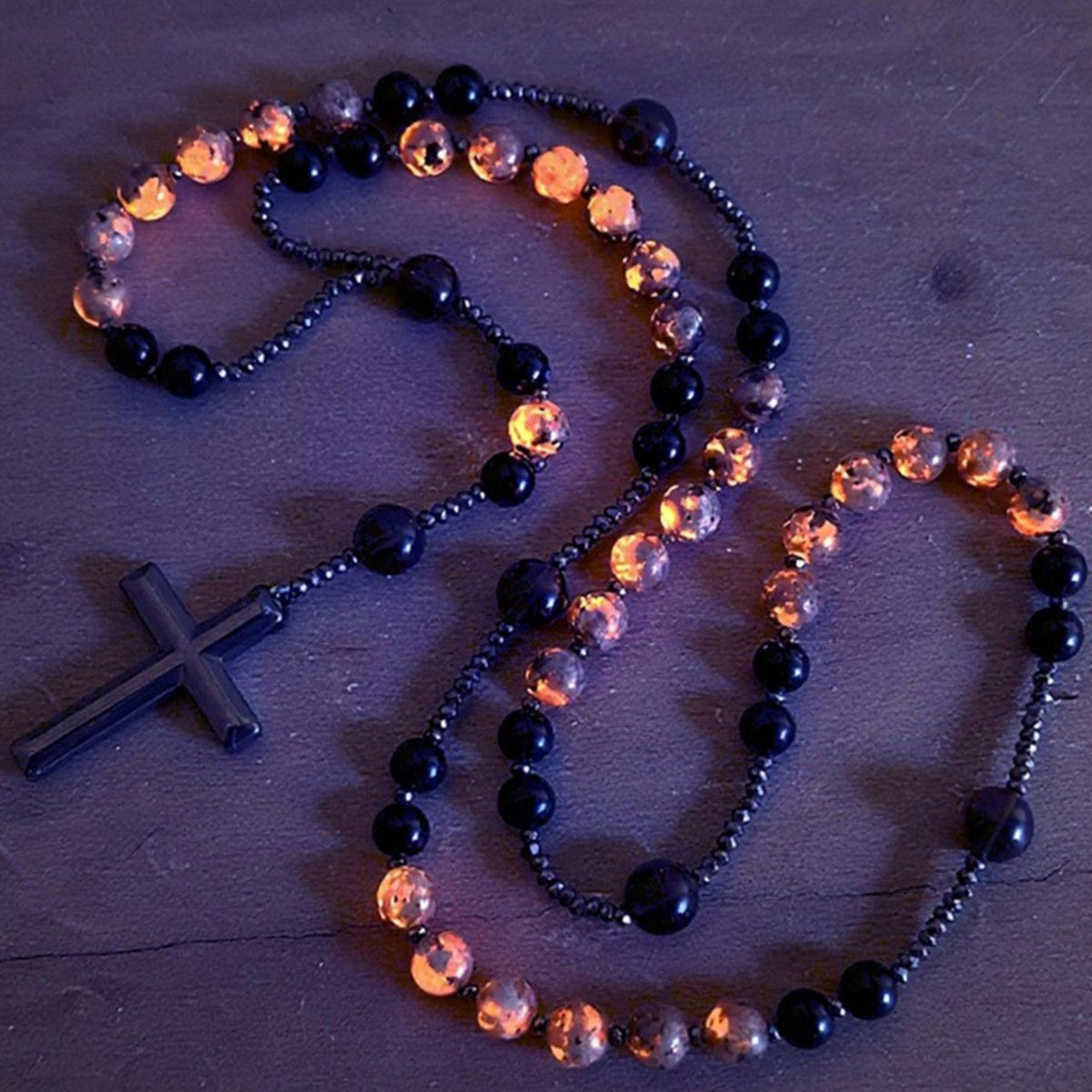 The Meditative Rosary Natural Bead Rosary Necklace with Cross view 5