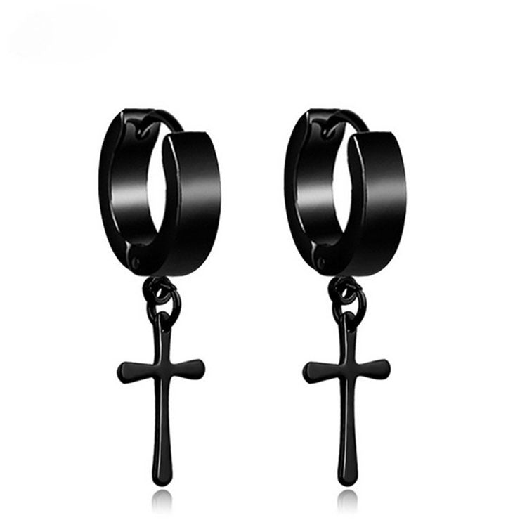 The Midnight Cross Black Stainless Steel Cross Earrings view 5