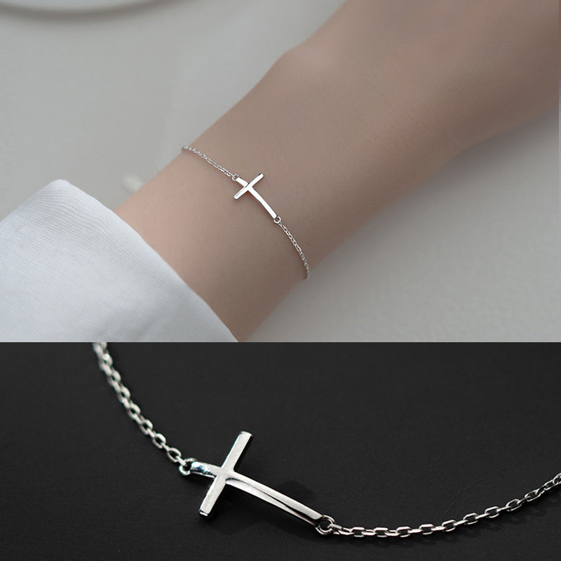 The Graceful Cross 925 sterling silver sideways cross bracelet view 4