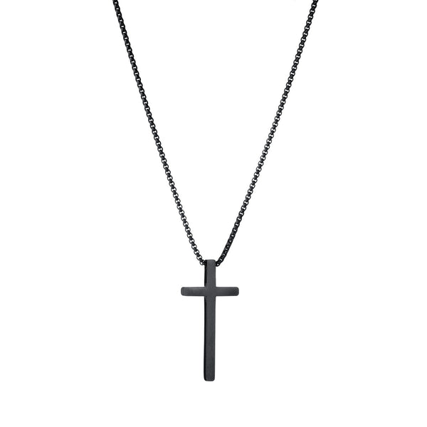 The Steadfast Cross - Black & Silver Cross Necklace