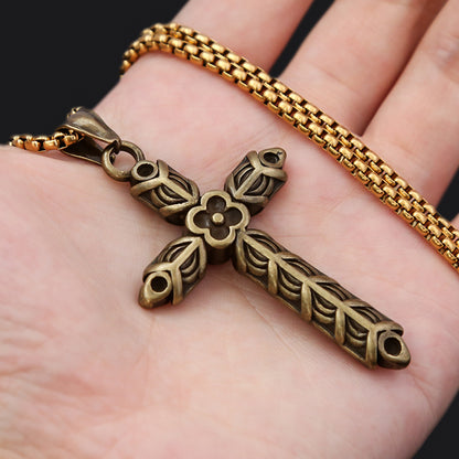 The Floral Cross Stainless Steel Floral Cross Necklace view 6