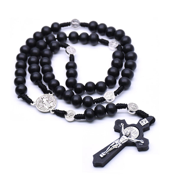 The Benedictine Path Black Wooden Rosary Necklace view 6
