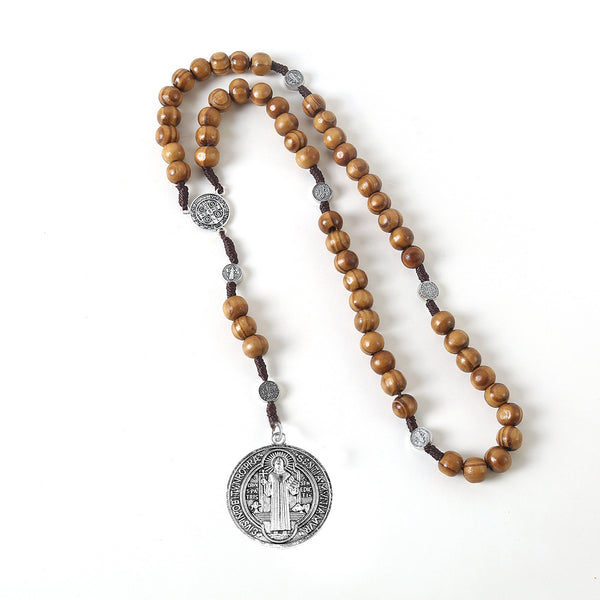The Prayerful Rosary Wooden bead rosary necklace view 5